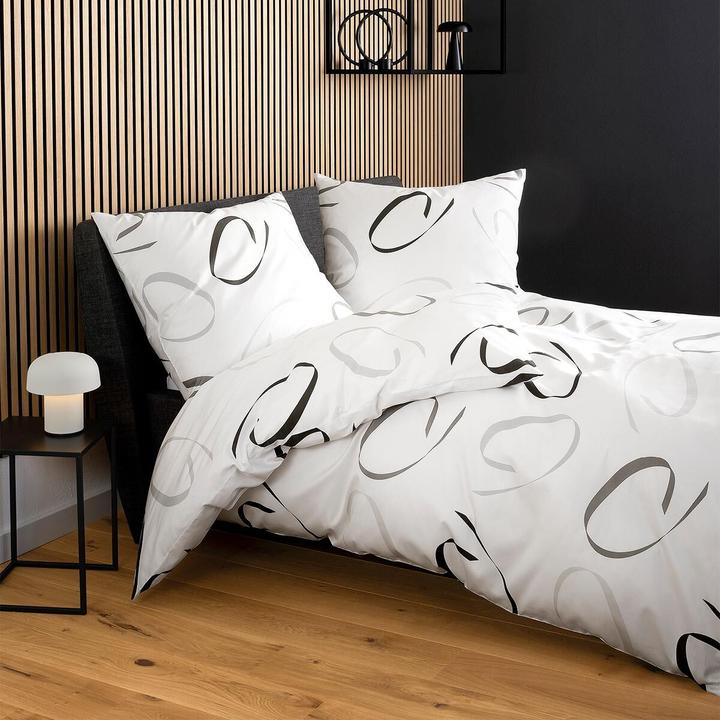 Produktbild Janine Mako-Satin Bettwäsche J.D. 87102 weiss graublau (Bettwäsche Set, 135x200 cm + 80x80 cm)