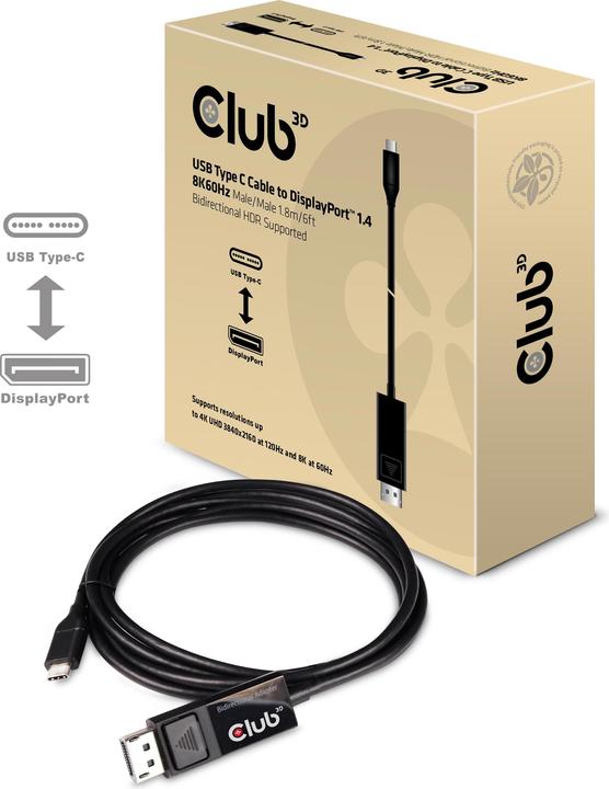 Actual product image Club 3D USB Typ C — DisplayPort (USB-C, 180 cm)