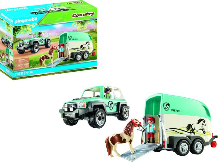 Immagine prodotto Playmobil Auto con rimorchio pony (70511, Paese Playmobil)