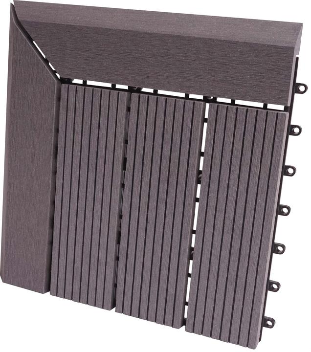 Image du produit Swisshandel24 WPC Carrelage d'angle Rhône + bordure, aspect bois terrasse, 30x30cm Premium Angle gauche, gris (1 x, 30 x 30 cm)