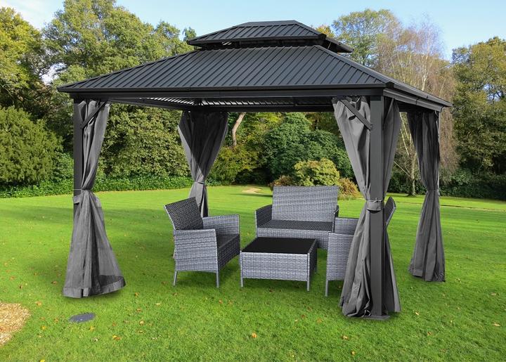 Image du produit Jet-Line Pavillon en aluminium BAGDAD 3,65x3,65 m Toit métallique Pergola en aluminium (365 cm, 365 cm)