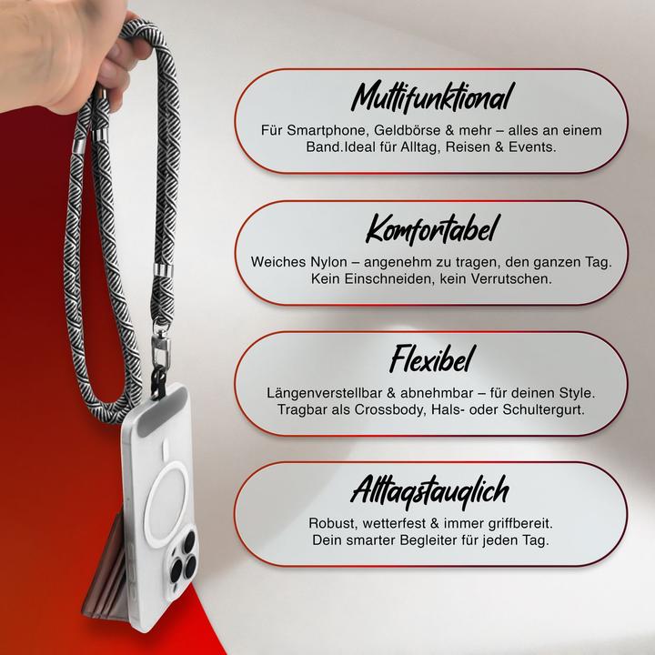 Produktbild Nalia HoldMe Lanyard Handykette – Universal Trageband für Smartphones - Verstellbar, Soft & Elastisch