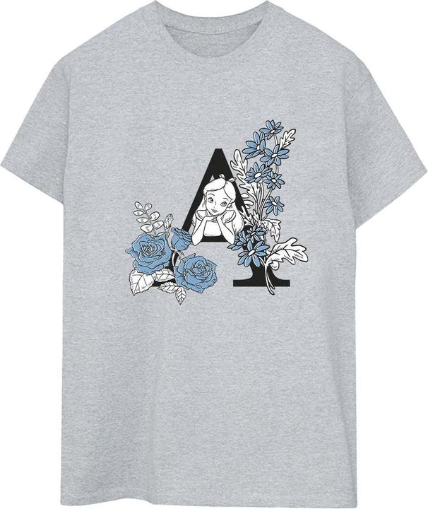 Actual product image Disney Womens/Ladies Alice In Wonderland Letter A Cotton Boyfriend T-Shirt (XL)