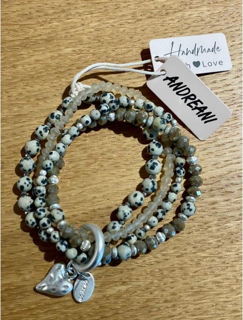 Andreani Armband aus echtem Dalmatiner Jaspis mit Herzanhänger von (19 cm)