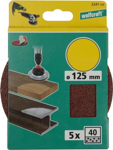 Actual product image wolfcraft wolfcraft 5 adhesive sanding discs Aluminium oxide K180, ø125mm (180)