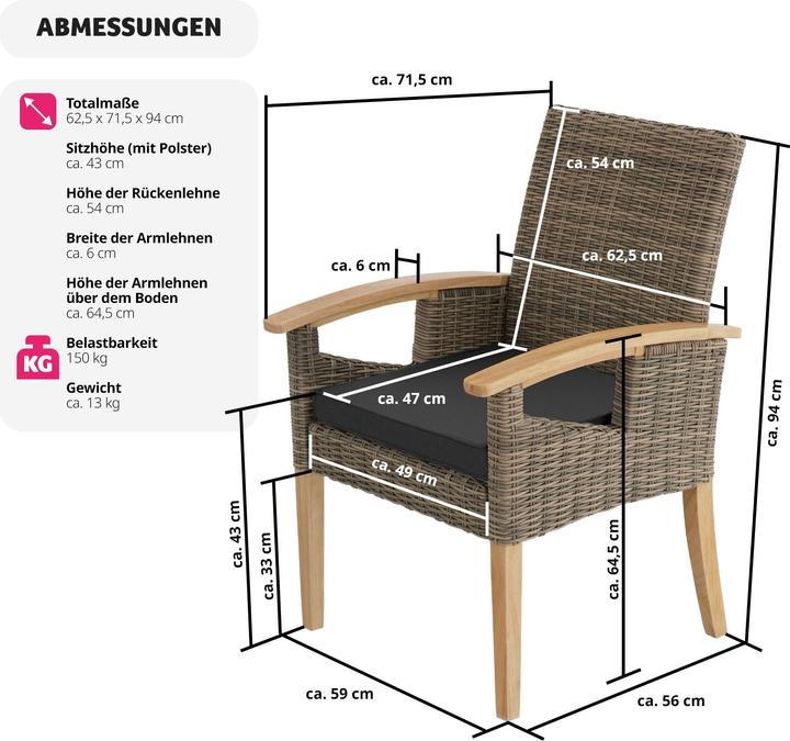 Image du produit tectake Chaise en rotin Rosarno