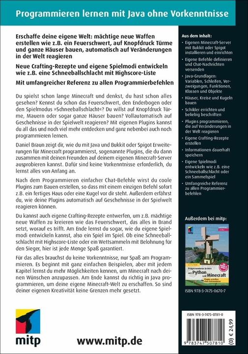 Produktbild Let‘s Play.Programmieren lernen mit Java und Minecraft (Deutsch, Braun, Daniel, 2023)