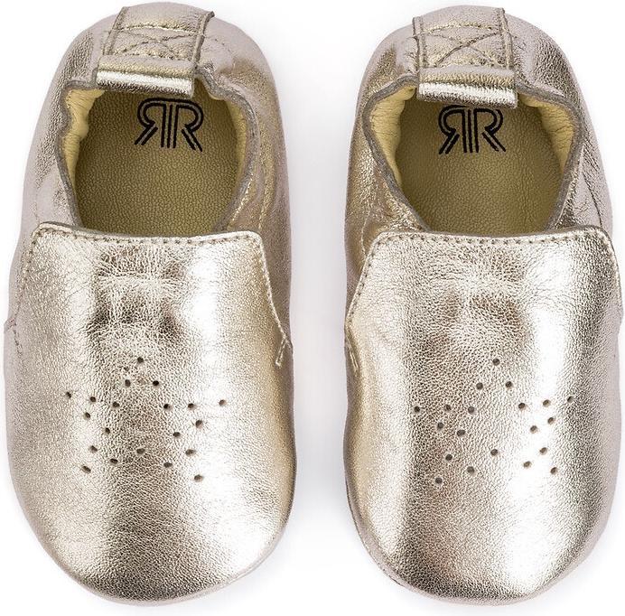 Actual product image La Redoute Collections Gold coloured leather slippers with star motif (21)