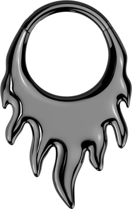 Star Piercing Micro Segmentring klappbar schwarz Flammen (ohne Messing, Titan G23)