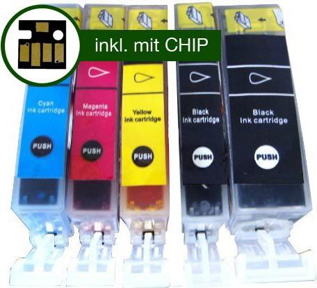 Actual product image Hermex Compatible Ink Cartridge for Canon PIXMA iP4850 (M, PGBK, C, FC, Y)
