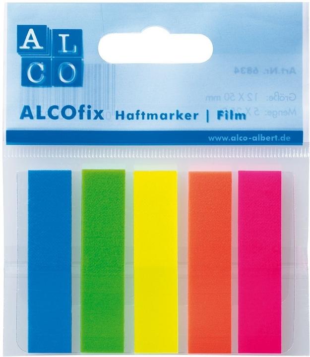 Produktbild Alco Haftmarker Alcofix 6834, Film, transparent, 12 x 50 mm, rot/gelb/orange/blau/grün, 5 x 25 Stück