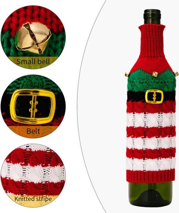 Image du produit Ueli Express Housse en tricot de Noël pour bouteille de vin Décoration Elf