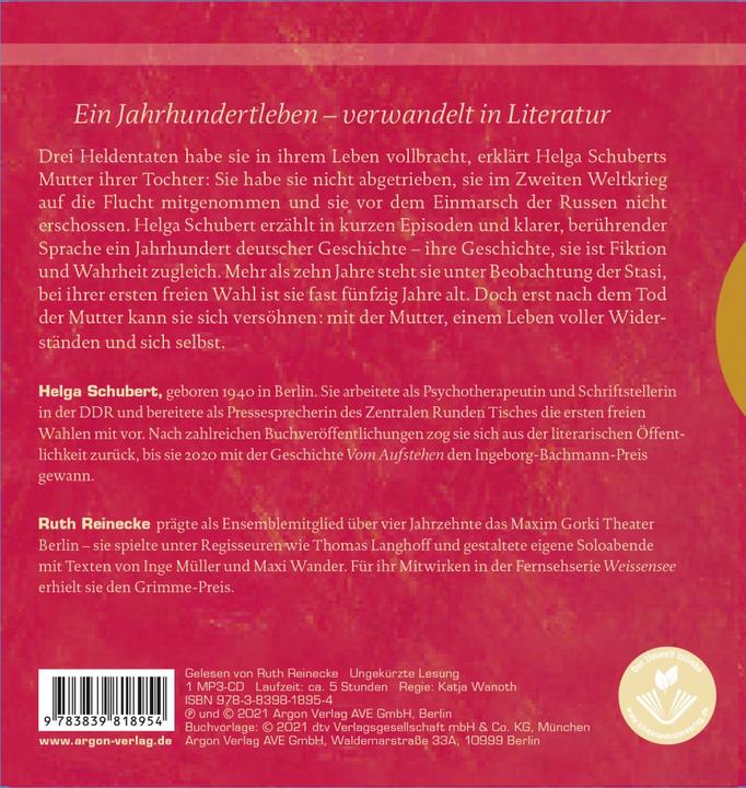 Produktbild Vom Aufstehen (Ruth Reinecke, Helga Schubert, Deutsch)