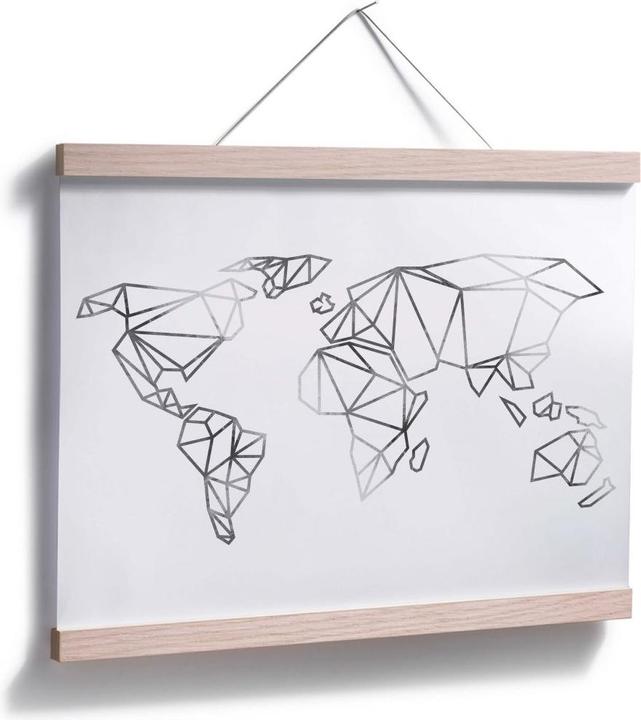 Produktbild Trenddeko Origami Weltkarte - Silber-Optik (150 x 120 cm)