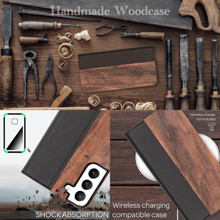 Produktbild Nalia Echt Holz Flipcase (Samsung Galaxy S22+)