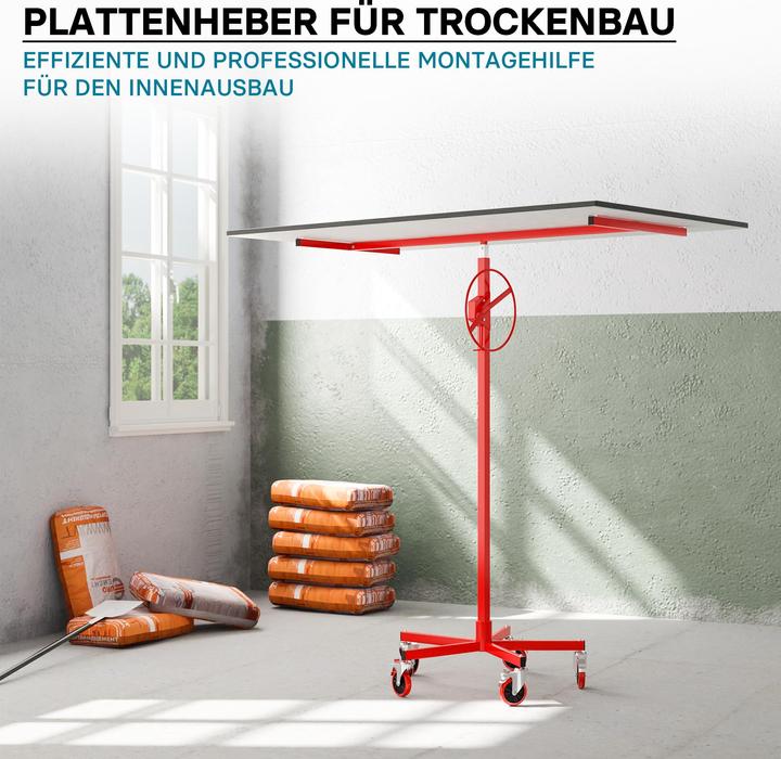 Produktbild Wiltec Plattenheber 68kg 196-330cm Montagehilfe Paneelheber Trockenbau Lift (68 kg)