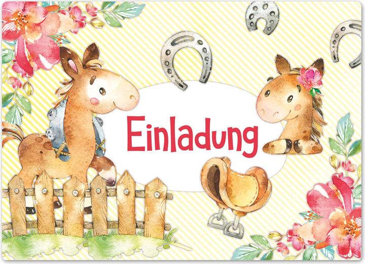 Actual product image Papierdrachen 12 invitation cards for birthday - horses (12 pcs.)
