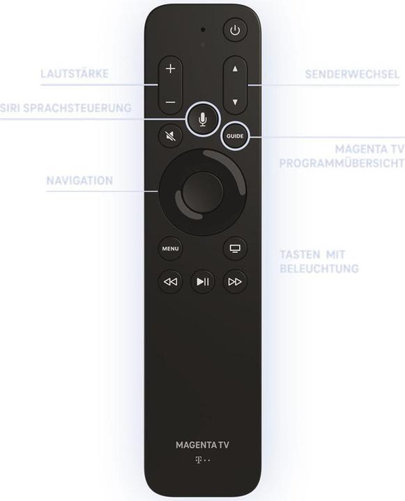 Produktbild Telekom Magenta TV Fernbedienung für Apple TV (Gerätespezifische Fernbedienung, Infrarot, Bluetooth)