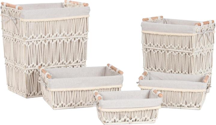 Produktbild Esprit Laundry basket Home White Natural Metal Shabby Chic 42 x 32 x 51 cm 5 Pieces