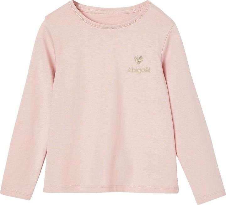 Vertbaudet Mädchen Shirt mit Glitzerherz und Recycling-Baumwolle BASIC