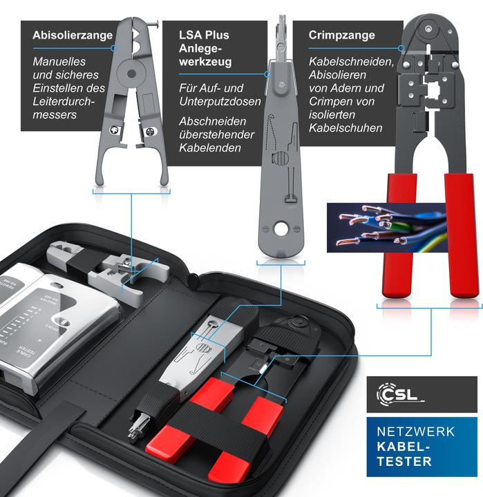 Produktbild CSL Netzwerk Kabeltester für RJ45 & RJ11-Kabel - Patchkabel Leitungstester - LAN Network Cable Tester