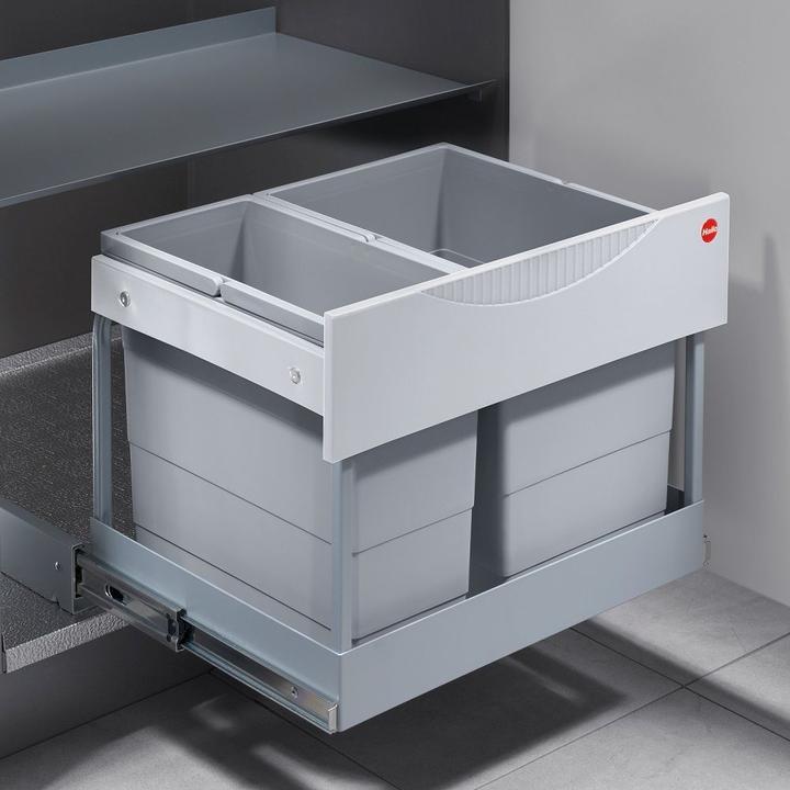 Actual product image Hailo Waste bin 3644801 30 litre space-saving tandem built-in waste bin 2 compartment separation for (30 l)