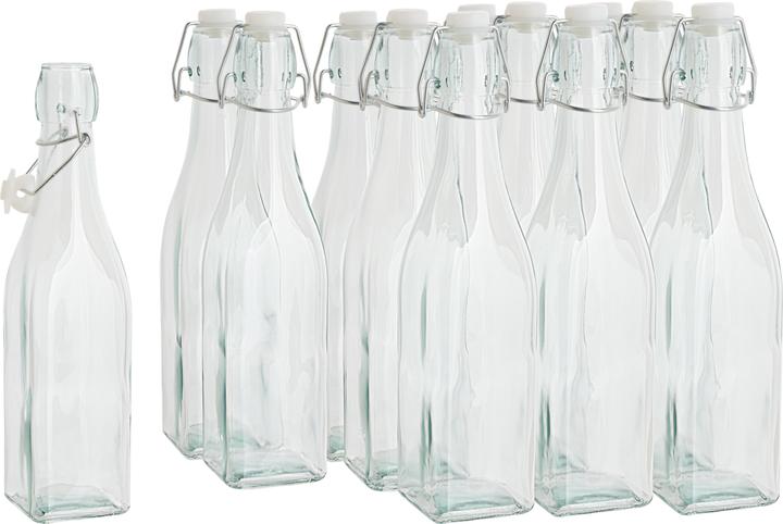 Immagine prodotto VBS Bottiglie in vetro XXL con tappo oscillante "quadrato", 500 ml, 12 pezzi (12 pz., 0.50 l)
