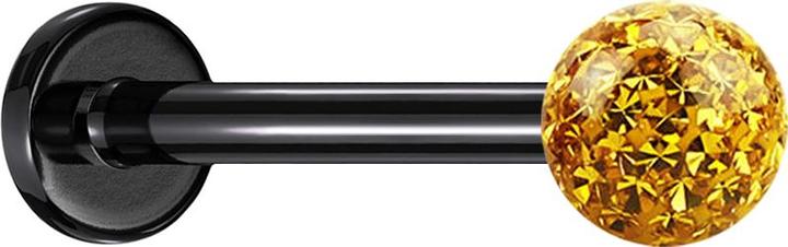 Produktbild Star Piercing Micro Labret schwarz mit Kristallkugel gelb Epoxy Schutzschicht (Titan G23, ohne Messing)