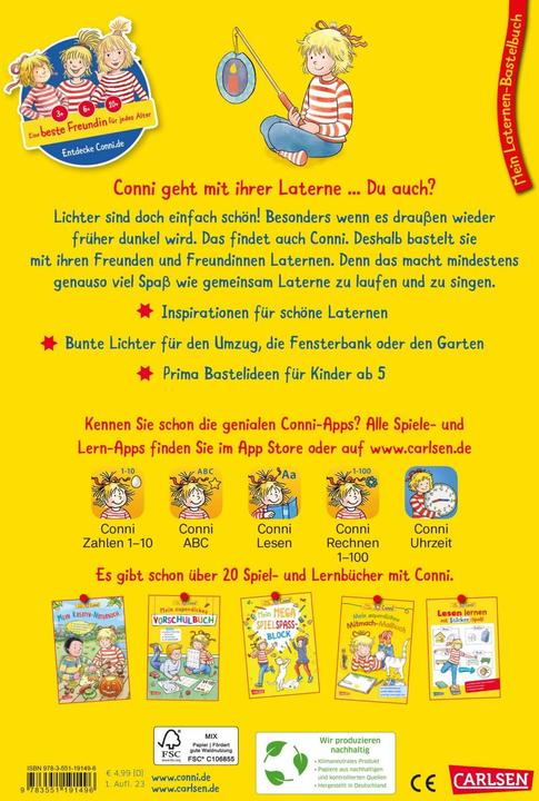 Produktbild Conni Gelbe Reihe (Beschäftigungsbuch): Mein Laternen-Bastelbuch (Deutsch, Hanna Sörensen, Ulrich Velte, 2023)