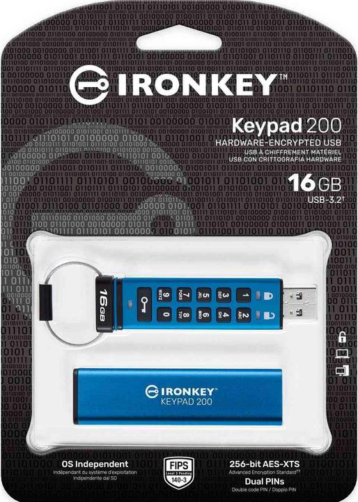 Immagine prodotto Kingston IronKey Keypad 200 (16 GB, USB-A)