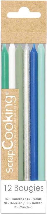 Immagine prodotto ScrapCooking Set di 12 candele lunghe blu e argento da 12 cm (12 x)