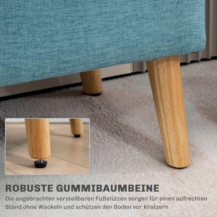 Produktbild Swisshandel24 Sitzbank, Stauraum, Leinenoptik, Gummiholz Blau 110x39x45cm (110 cm)