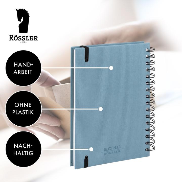 Produktbild Rössler Spiralnotizbuch Soho denim (A5, Blanko)