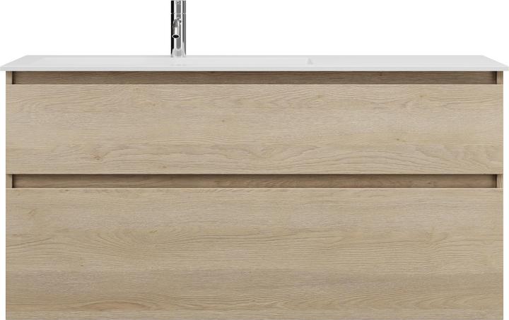 Immagine prodotto burgbad Lavabo in fusione minerale Lin20 colore bianco lucido a filo a sinistra con mobiletto 2 cass