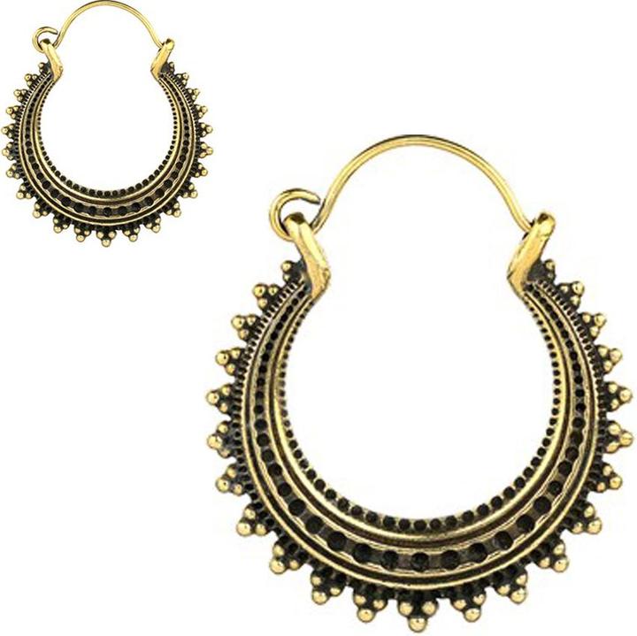 Produktbild Star Piercing Ohrring vergoldet Creole mit Punkten (Messing)