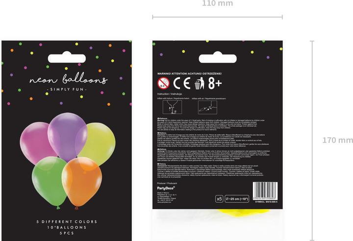 Immagine prodotto Partydeco Palloncini al neon 25 cm (5 pz.) (5 x)