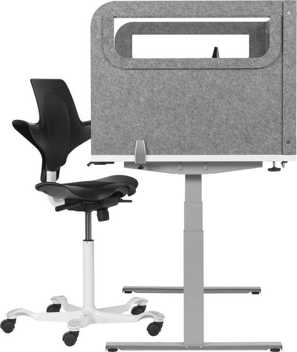 Actual product image Bakker Elkhuizen Table divider U-shape w. acrylic window grey 60cm deep (160 x 60 x 60 cm)