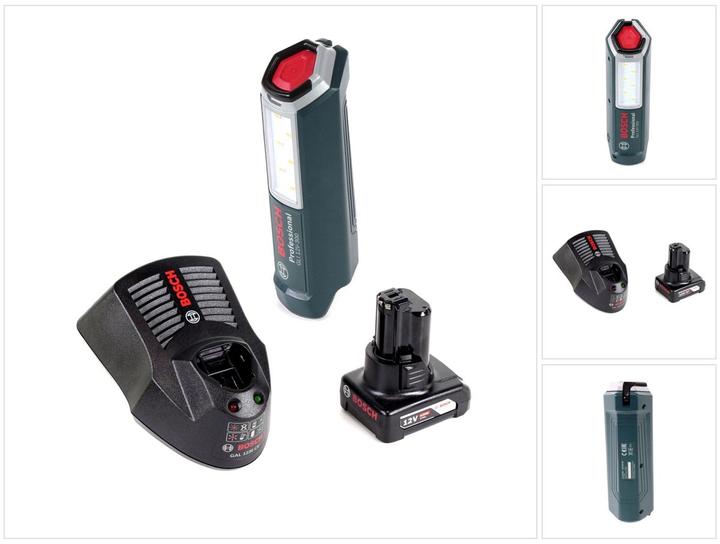Actual product image Bosch Professional GLI 12V-300 Battery Lamp + 1x GBA 12V 6.0 Ah Battery + GAL 1230 Charger (300 lm)