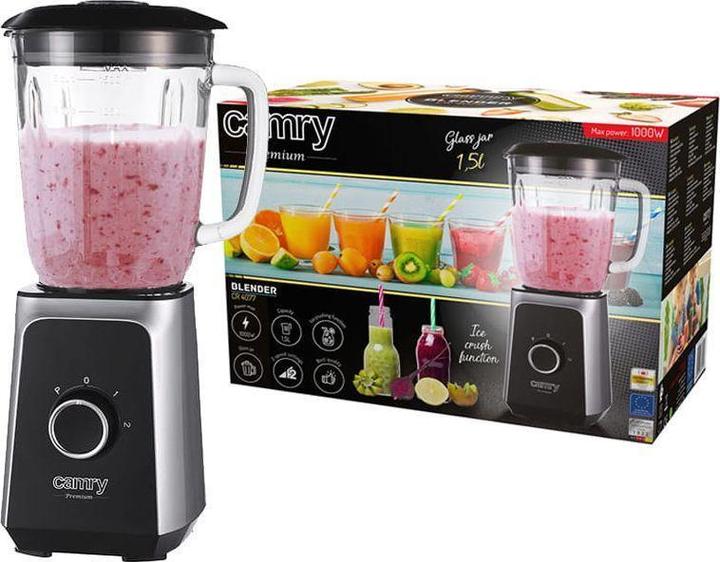 Produktbild Camry Mixer CR 4077 Tabletop, 500 W, Jar material Glass, Jar capacity 1.5 L, Ice crushing, Black / Stainle (EU-Stecker, 500 W)