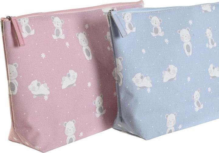 Image du produit DKD Home Decor Reise-Toilettentasche Blau Rosa polialgodon osos 33 x 8 x 21 cm (2 Stück)