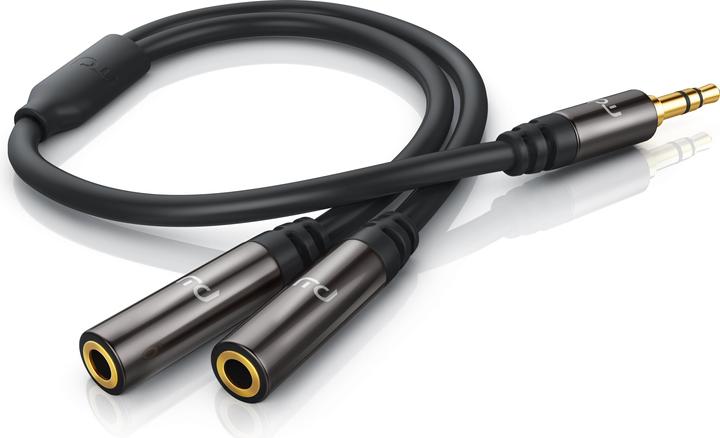Primewire 3,5mm Klinke zu 2x 3,5mm Buchse Audio Adapter, 15 cm, Stereo Audio AUX auf 2x Buchse Y-Adapter (0.15 m, 3.5mm Klinke (AUX))
