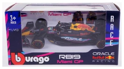 Produktbild Bburago Diecast 1:43 Race F1 Red Bull RB19 Formula 1 2023 Miami GP Max Verstappen Ages 3+ 18-3808