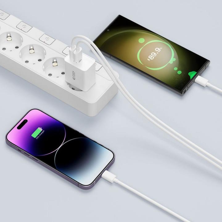 Actual product image Tech-Protect C35W 2x USB-C PD 35W network charger with USB-C / USB-C cable - white (35 W)