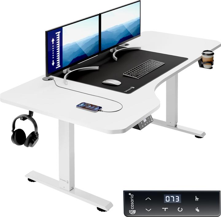 Image du produit Casaria Bureau réglable en hauteur + tapis de souris (160 x 75 x 118 cm)