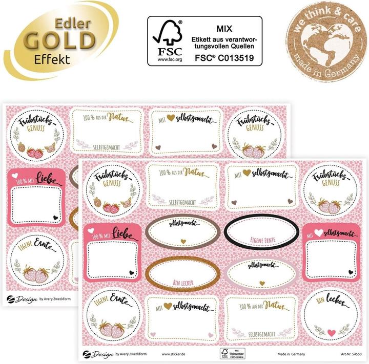 Image du produit Avery Motif autocollant A5 CUISINE Fait maison avec coeur