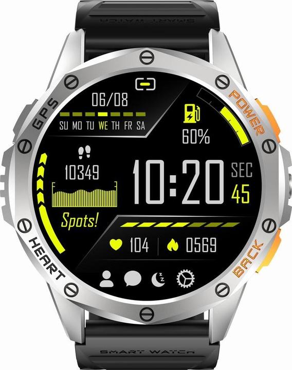 Image du produit Gravity GPS GT24-4 Herren-Smartwatch, schwarzes Silikonarmband + orangefarbenes Silikonarmband