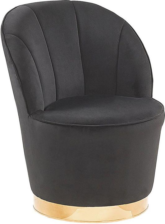 Produktbild Beliani Sessel Samtstoff schwarz / gold halbrund ALBY