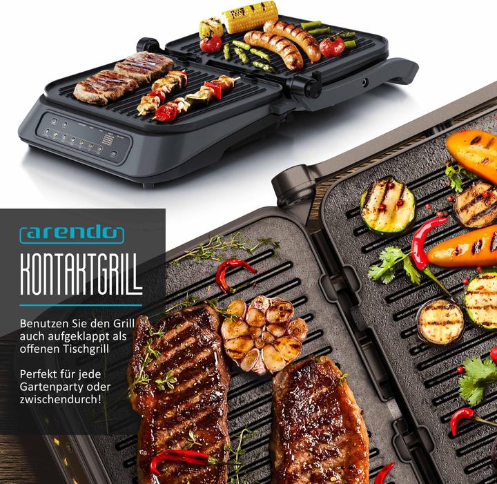 Produktbild Arendo Kontaktgrill 1900W, Digitalsteuerung, Tischgrill, Sandwichmaker, Abnehmbare Platten, Elektrogrill