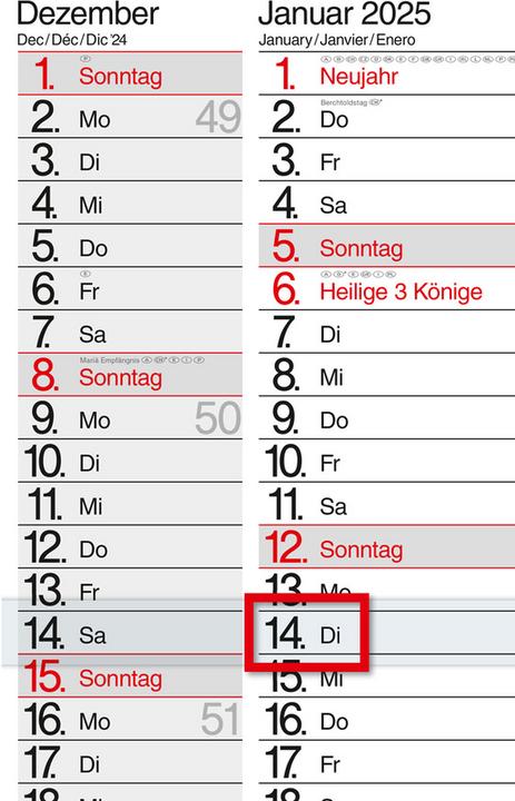 Image du produit Bühner Calendrier de 3 mois (A2, Non contraignant, Allemand)