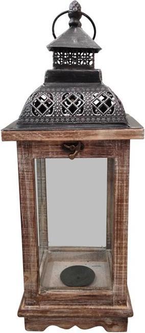 Immagine prodotto GuGus Lanterna in legno con cassetto e tetto in metallo Colore: Marrone L:16,5 cm L:16,5 cm H:42,5 cm (17 x 17 x 42 cm, 1 x)